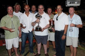 The triumphant crew of Privateer with their trophies for the RORC Caribbean 600. Photo: RORC/Tim Wright photoaction.com 